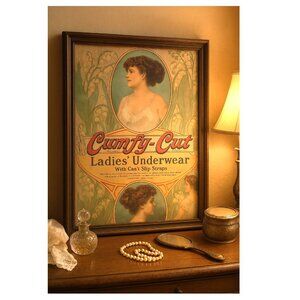 Antique Advertising Art Nouveau Design Ladies' Underwear Early 1900s Wall Decor